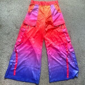 Silky high-wasted wide-leg ombré pants